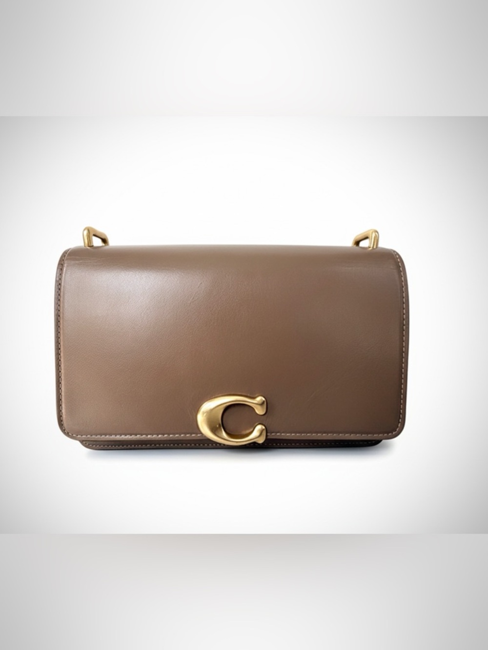 Coach Bandit Leather Shoulder Bag in Dark Stone and Gold